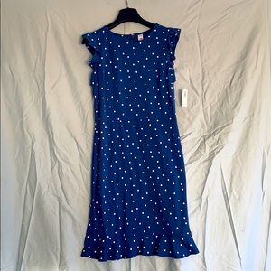 Old navy ruffle blue polka dot dress